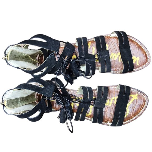 Sam Edelman Black Karine Tassel Gladiator Lace Up Sandals Size 6 - Picture 2 of 8